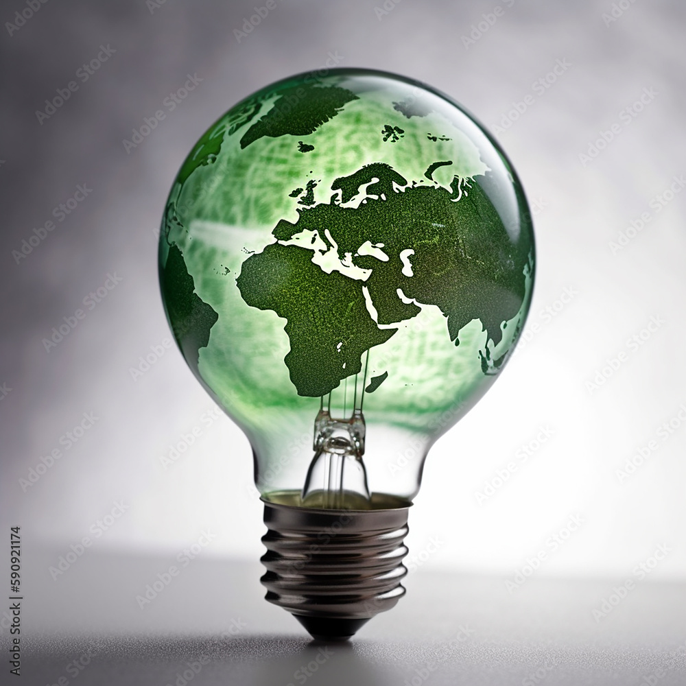 Wall mural light bulb planet. concept of energy saving and ecology..