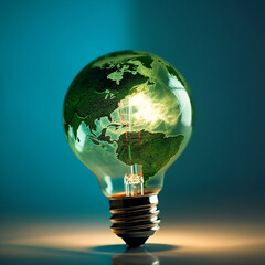 Light bulb planet. Concept of energy saving and ecology..