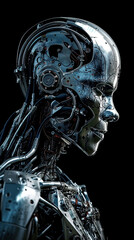 Artificial Intelligence takes command over humanity, character design, mechanical android, AI generative illustration