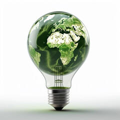 Light bulb planet. Concept of energy saving and ecology..