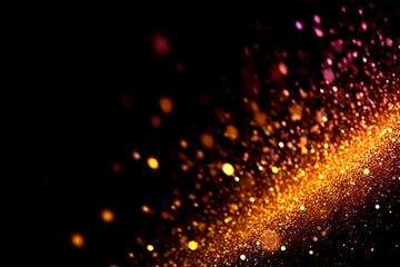 Golden abstract particle dust or glitter background wallpaper galaxy cosmic space fantasy background