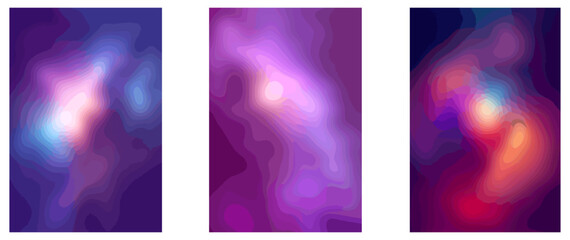 Space vector backgrounds set. Magic colorful galaxy