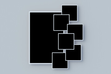 Photos with isolated black space. Template for photography. Memories images. 3d render