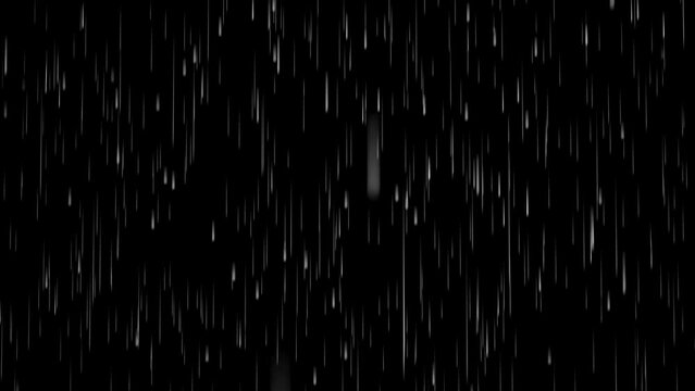 Heavy rain falling against black screen as 3d animation