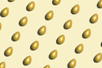 golden eggs easter on light yellow background illustration print