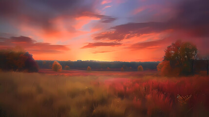Sunset Landscape illustration, ai