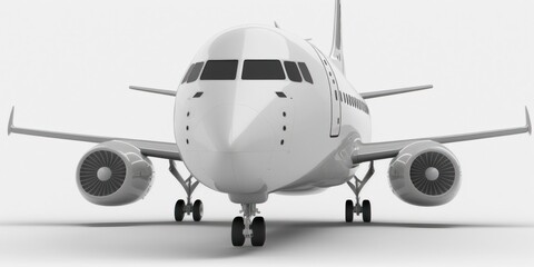 Fototapeta na wymiar White passenger plane isolated on white background. Generative AI