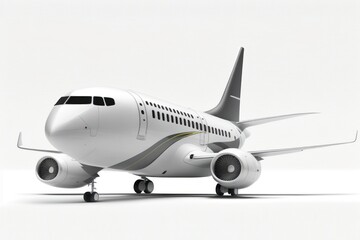 Obraz premium Modern passenger airplane on a white background. Side view. Generative AI