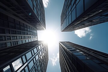 Business Office Building View From Below on a Sunny Day - Generative AI

