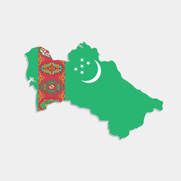 recommend clip art: turkmenistan map with flag on gray background