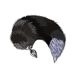 Butt plug with a furry Fox Tail Sex toy cosplay black mask vector illustration