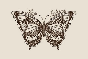 Obraz na płótnie Canvas graceful butterfly in black and white. Generative AI