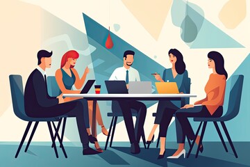 Project strategy team meeting or business future planning analysis tiny person concept Generative AI
