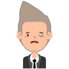 business man crying and scared face cartoon cute	