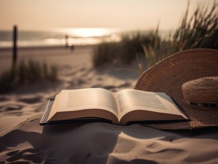 book and beach of sea and sky