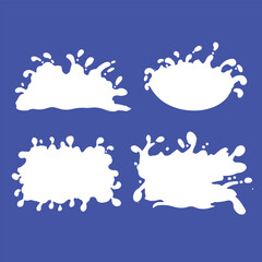set of blue splashes,
ink milk splashes,
Vector Illustration with Cute Cartoon Color Paint,
Vector Milk Splash with Ripples and Drops,