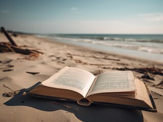 book and beach of sea and sky