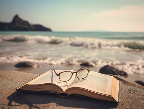 book and beach of sea and sky