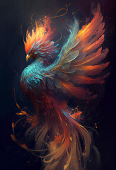 Obraz premium Gorgeous fiery and neon phoenix