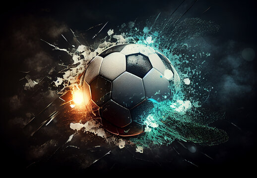 Abstract sports poster soccer ball - AI generated image