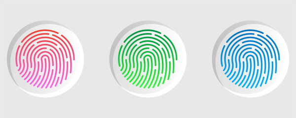 ID app neomorphism style icon. Fingerprint vector illustration in white background set eps10