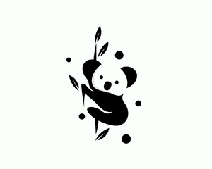 silhouette koala patch at tree logo icon symbol design template illustration inspiration © ShiipArts