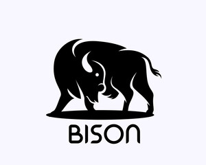 stand looking back bison logo design template illustration inspiration © ShiipArts