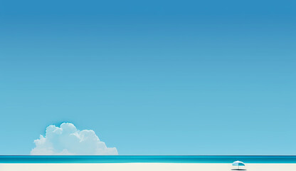 Beach Artwork Illustration Art Sunny Summer Blue Sky New 2023 