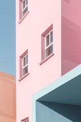 Fototapeta na wymiar Clean minimalist colorful architecture illustration made with Generative AI 