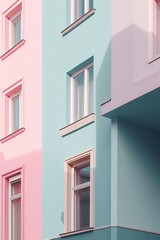 Clean minimalist colorful architecture illustration made with Generative AI 