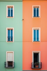 Obraz premium Clean minimalist colorful architecture illustration made with Generative AI 