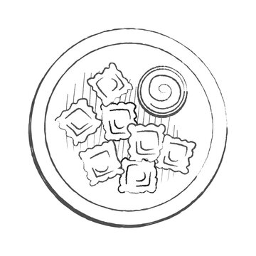 recommend clip art: Traditional Italian ravioli on white background