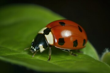 Obraz premium Close-Up of Ladybug on Leaf - Stunning Macro Photography - Generative AI