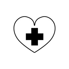 Heart with cross on white background