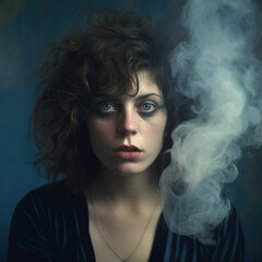 Portrait of a Woman in Smoke Generative AI