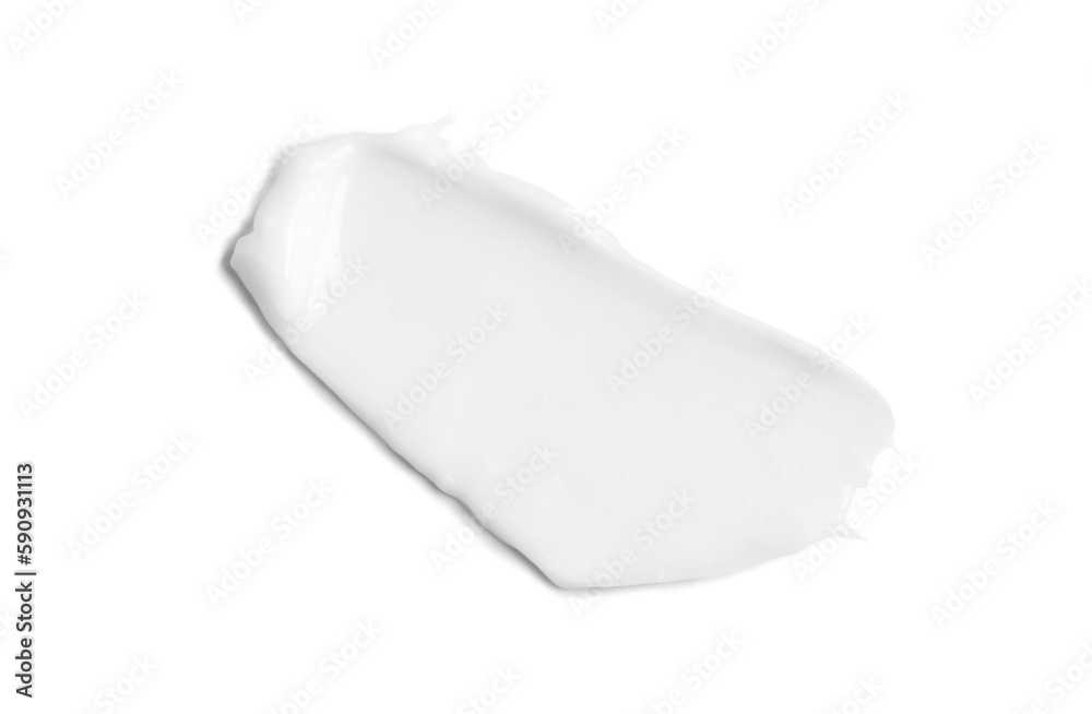 Wall mural White cream smear, isolated on white background. Moisturizer, facial, hands or body cream, beauty product texture, smudge. 