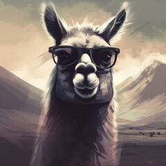 hipster llama in the desert.  Generative ai