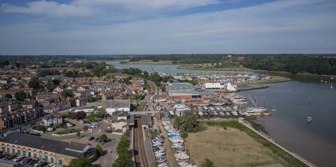 Obraz premium Woodbridge on the Deben river aerial view
