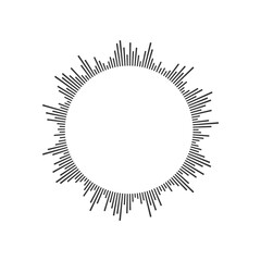 Round audio wave icon. Circular equalizer pictogram. Voice message, audio file radial design. Messenger, podcast mobile app, media player, online radio graphic element. Vector illustration