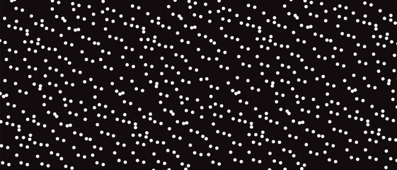 White polka dot pattern on black background. Straight dot pattern for backdrop and wallpaper template. Simple classic polka dot lines with repeat stripes texture. Polka background, vector illustration