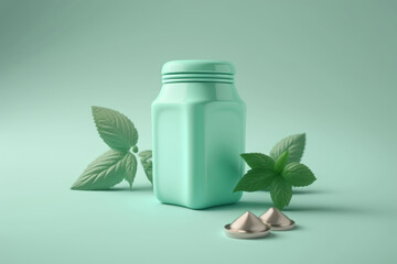 Mockup de crema color mint, producto saludable aesthetic, recipiente para skincare, hecho con IA