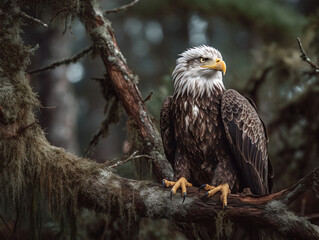 Obraz premium Stunning Photograph of Regal Bald Eagle perched on a Tree Branch