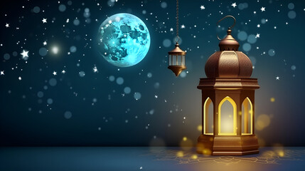 Obraz na płótnie Canvas Ramadan kareem islamic mosque greeting, Eid mubarak background, Generative Ai
