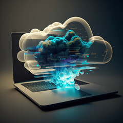 Business Cloud schwebt über Laptop