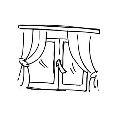 Hand drawn doodle sketch of a window. Vector illustration.