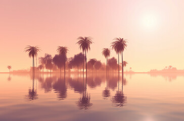 Fototapeta na wymiar summer palm tree gradient background Generative AI