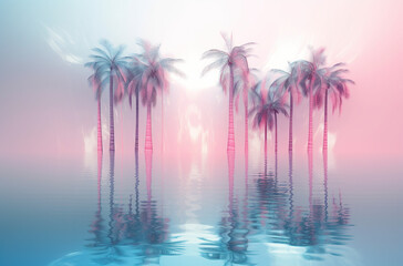 Obraz na płótnie Canvas summer palm tree colorful background Generative AI