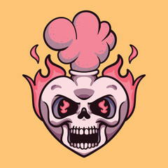 Skull Love fire Tattoo Cartoon