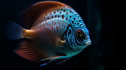 Fototapeta premium Blue Discus: A Captivating Aquatic Beauty