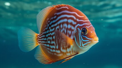 Majestic Discus Fish in Crystal Clear Waters